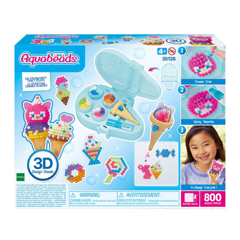ลูกปัดสเปรย์น้ำ อควาบีท ปาร์ตี้ไอศกรีม คราฟต์สตูดิโอ /  Aquabeads Ice Cream Party Craft Studio (ชุดพร้อมเล่น)