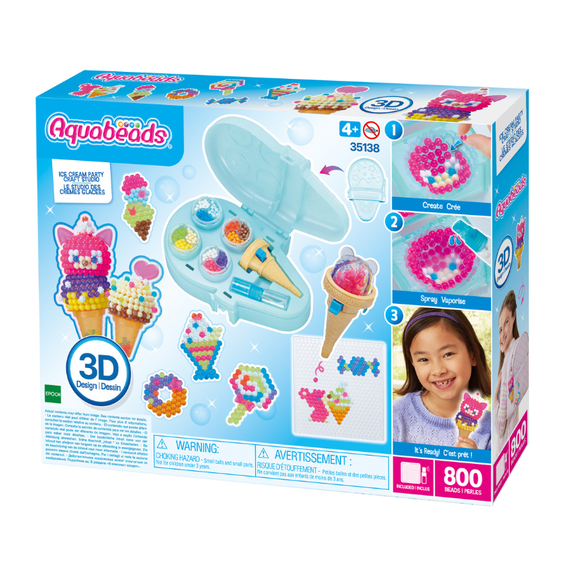ลูกปัดสเปรย์น้ำ อควาบีท ปาร์ตี้ไอศกรีม คราฟต์สตูดิโอ /  Aquabeads Ice Cream Party Craft Studio (ชุดพร้อมเล่น)