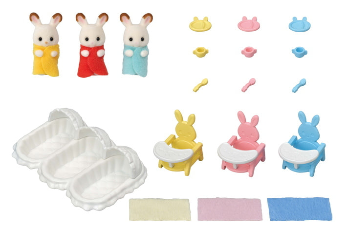 Sylvanian Families Triplets Care Set / ซิลวาเนียน แฟมิลี่ ชุดดูแลแฝดสามชอคโกแลตแรบบิท