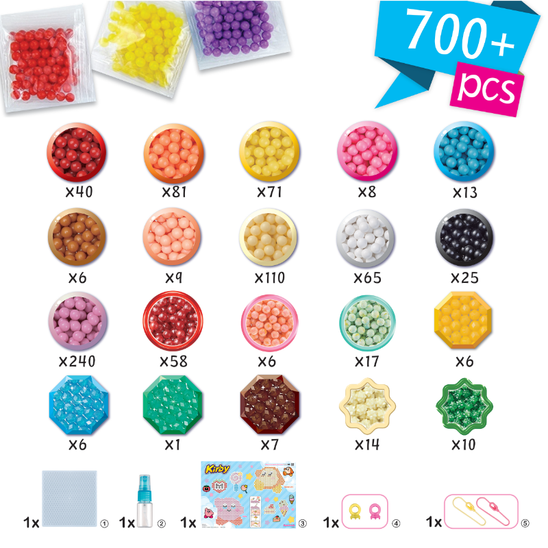 ลูกปัดสเปรย์น้ำ อควาบีด ชุดประดิษฐ์พวงกุญแจเคอร์บี้ /  Aquabeads Kirby Keychain Craft Kit