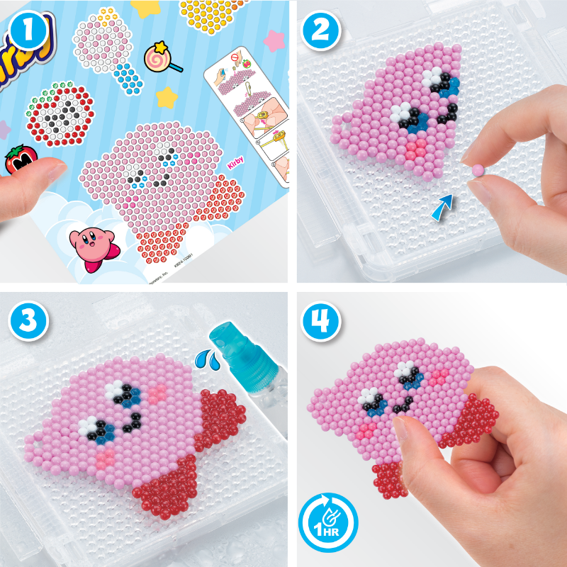 ลูกปัดสเปรย์น้ำ อควาบีด ชุดประดิษฐ์พวงกุญแจเคอร์บี้ /  Aquabeads Kirby Keychain Craft Kit