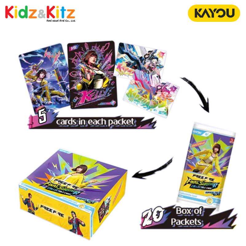 Free Fire: Final Survivor Collectible Cards Survival Pack-SEA -Kayou - การ์ดสะสม ฟรี ไฟร์ ชุด ไฟนอล เซอร์ไวเวอร์ เซอร์ไววัล แพ็ก (คายู) ยกกล่อง 20 ซอง