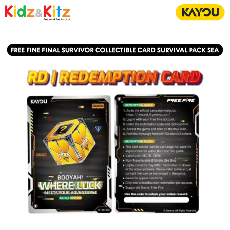 Free Fire: Final Survivor Collectible Cards Survival Pack-SEA -Kayou - การ์ดสะสม ฟรี ไฟร์ ชุด ไฟนอล เซอร์ไวเวอร์ เซอร์ไววัล แพ็ก (คายู) ยกกล่อง 20 ซอง