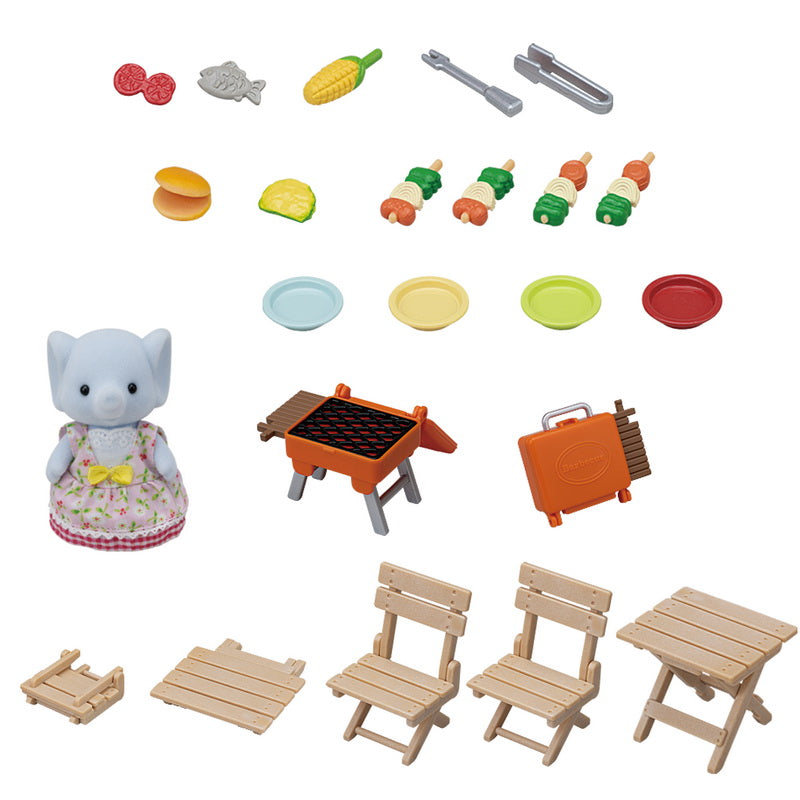 Sylvanian BBQ Picnic Set -Elephant Girl/ ซิลวาเนียน แฟมิลี่ ชุดบาร์บีคิวปิคนิคและเด็กหญิงช้าง