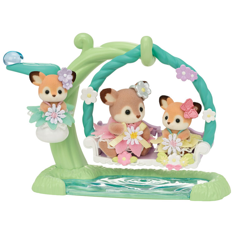 Sylvanian Families Deer Babies -Floral Swing Set- / ซิลวาเนียน แฟมิลี่ ชุดเบบี้กวาง และชิงช้าดอกไม้