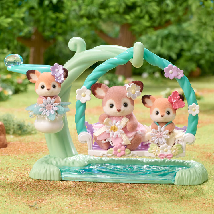 Sylvanian Families Deer Babies -Floral Swing Set- / ซิลวาเนียน แฟมิลี่ ชุดเบบี้กวาง และชิงช้าดอกไม้