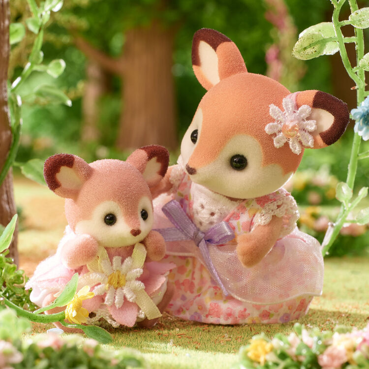 Sylvanian Families Deer Babies -Floral Swing Set- / ซิลวาเนียน แฟมิลี่ ชุดเบบี้กวาง และชิงช้าดอกไม้