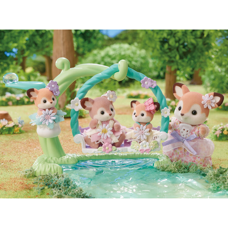 Sylvanian Families Deer Babies -Floral Swing Set- / ซิลวาเนียน แฟมิลี่ ชุดเบบี้กวาง และชิงช้าดอกไม้