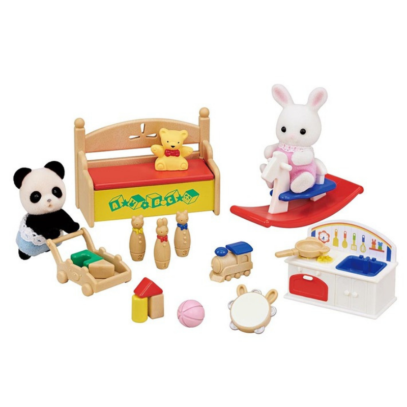 Sylvanian Families Baby's Toy Box -Snow Rabbit & Panda Babies- / ซิลวาเนียน แฟมิลี่ ชุดกล่องของเล่นพร้อมตุ๊กตาเบบี้สโนว์แรบบิทและแพนด้า