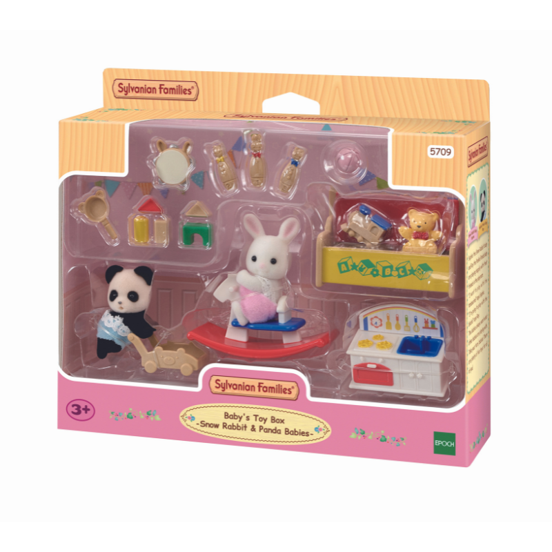 Sylvanian Families Baby's Toy Box -Snow Rabbit & Panda Babies- / ซิลวาเนียน แฟมิลี่ ชุดกล่องของเล่นพร้อมตุ๊กตาเบบี้สโนว์แรบบิทและแพนด้า