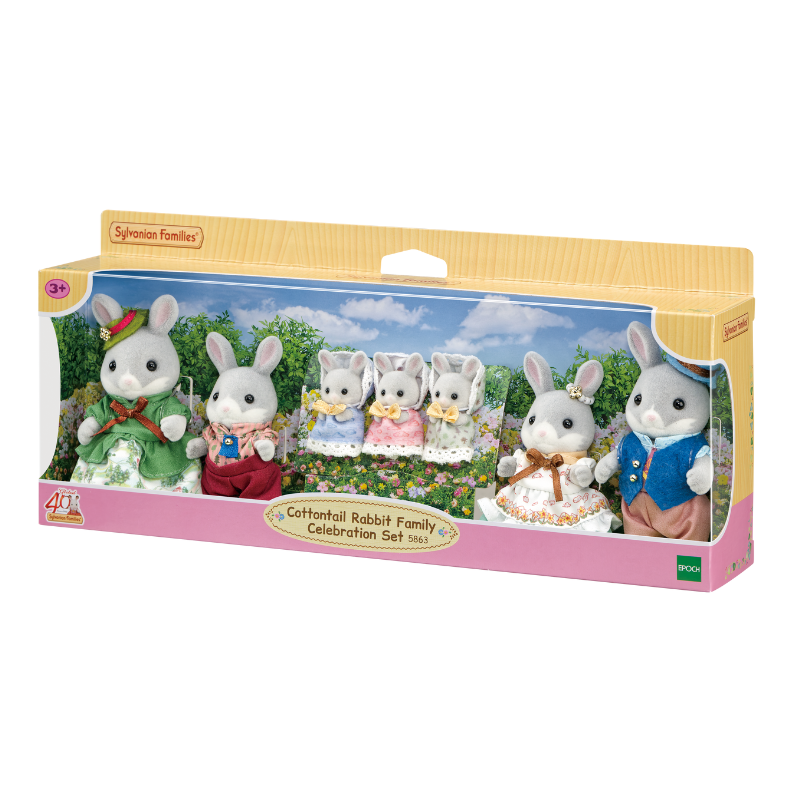 Sylvanian Families Cottontail Rabbit Family Celebration Set / ซิลวาเนียน แฟมิลี่ ชุดฉลองครอบครัวคอตตอนเทลแรบบิท