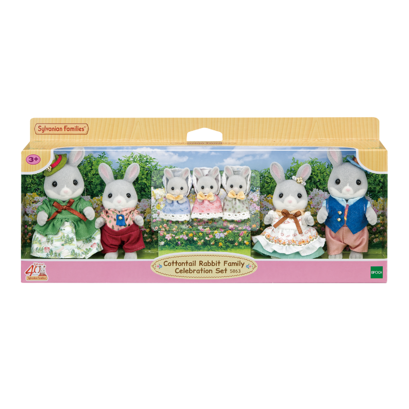 Sylvanian Families Cottontail Rabbit Family Celebration Set / ซิลวาเนียน แฟมิลี่ ชุดฉลองครอบครัวคอตตอนเทลแรบบิท