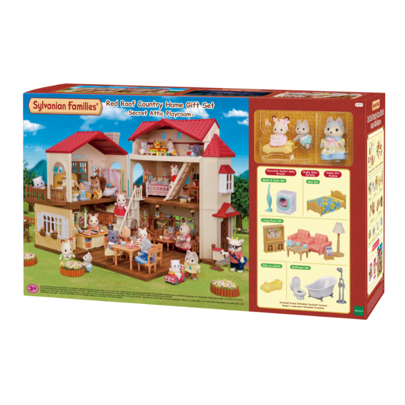 Sylvanian Families Red Roof Country Home Gift Set -Secret Attic Playroom / ซิลวาเนียน แฟมิลี่ บ้านเรดรูฟ คันทรี่ โฮม มีห้องใต้หลังคา กิ๊ฟเซ็ท