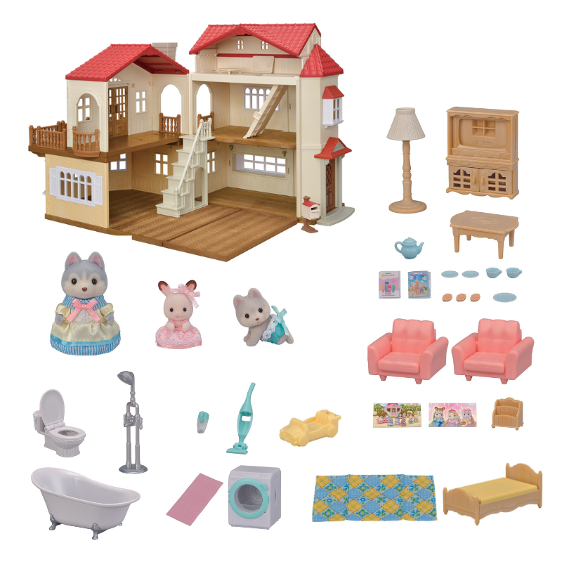 Sylvanian Families Red Roof Country Home Gift Set -Secret Attic Playroom / ซิลวาเนียน แฟมิลี่ บ้านเรดรูฟ คันทรี่ โฮม มีห้องใต้หลังคา กิ๊ฟเซ็ท