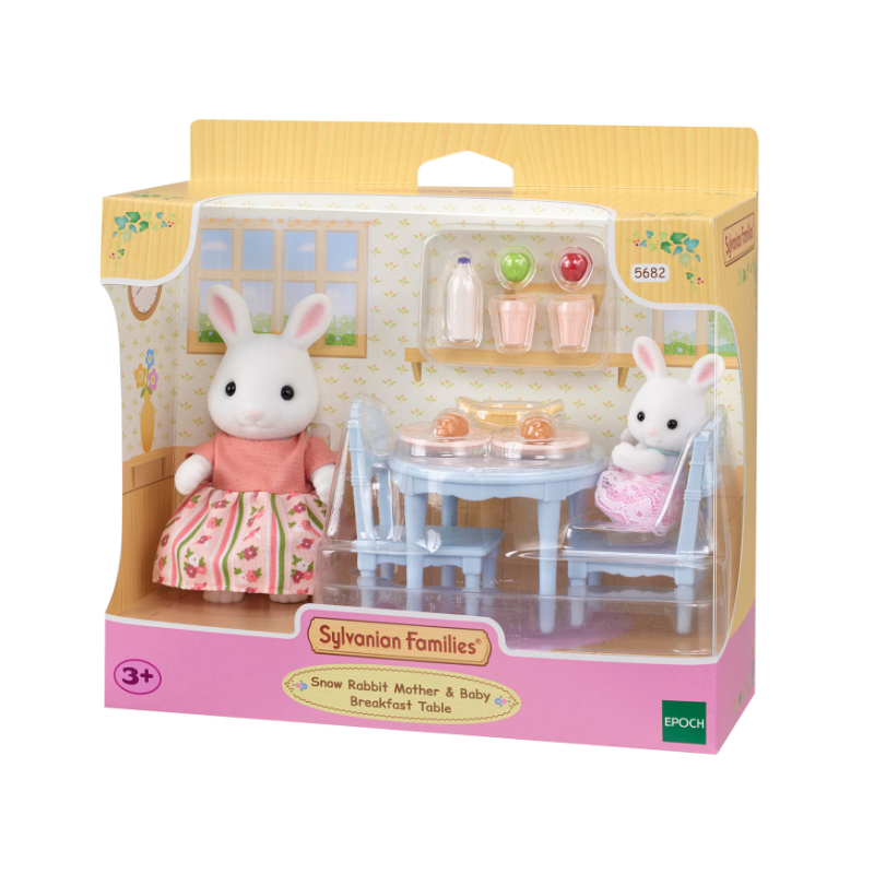 Sylvanian Families Snow Rabbit Mother & Baby Breakfast Table (ES Series) / ซิลวาเนียน แฟมิลี่ ชุดคุณแม่และเบบี้สโนว์แรบบิท พร้อมโต๊ะอาหารเช้า