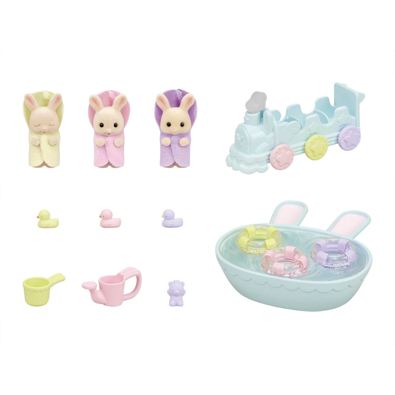 Sylvanian Families Triplets Baby Bathtime Set / ซิลวาเนียน แฟมิลี่ ชุดอาบน้ำแฝดสาม