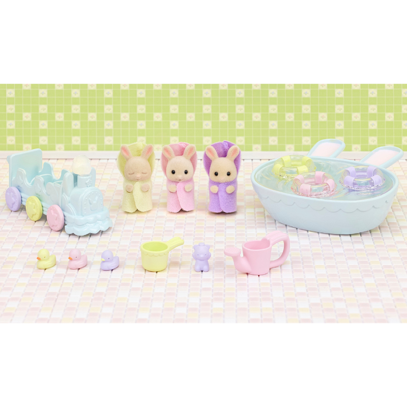 Sylvanian Families Triplets Baby Bathtime Set / ซิลวาเนียน แฟมิลี่ ชุดอาบน้ำแฝดสาม