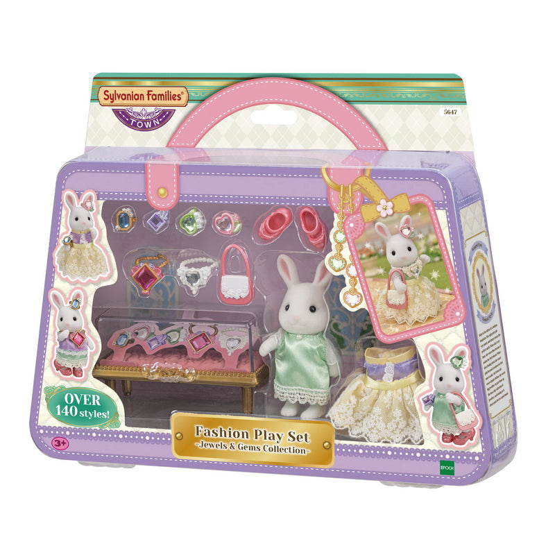 Sylvanian Fashion Play Set -Jewels & Gems Collection/ ซิลวาเนียน แฟมิลี่ แฟชั่นเพลย์เซ็ต ไวท์แรบบิทและเครื่องประดับ