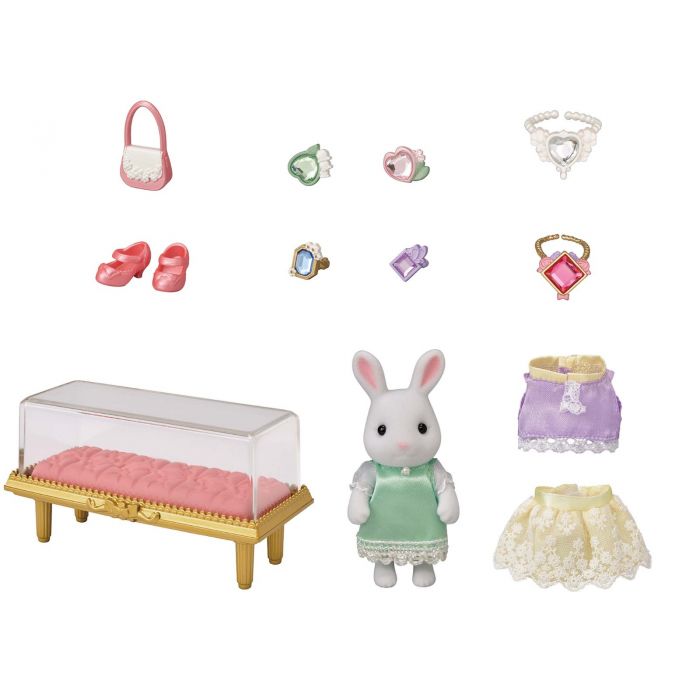 Sylvanian Fashion Play Set -Jewels & Gems Collection/ ซิลวาเนียน แฟมิลี่ แฟชั่นเพลย์เซ็ต ไวท์แรบบิทและเครื่องประดับ