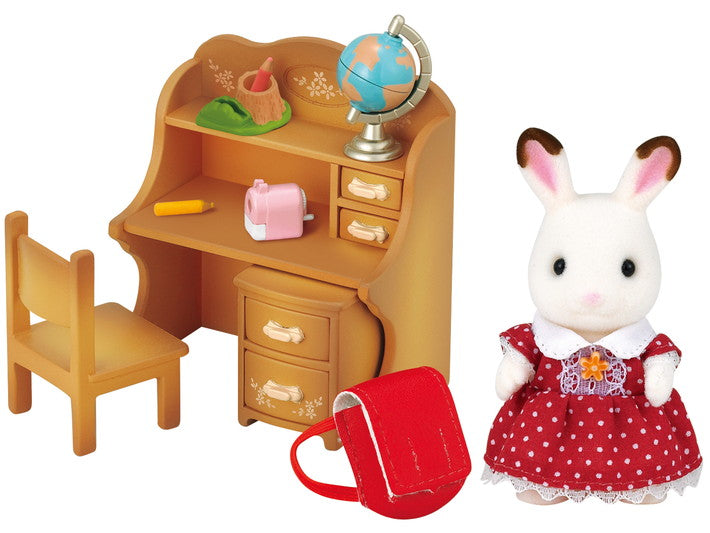Sylvanian Families Chocolate Rabbit Sister Set (Desk) / ซิลวาเนียน แฟมิลี่ ชุดเด็กญิงชอคโกแตลแรบบิท (โต๊ะเรียน)