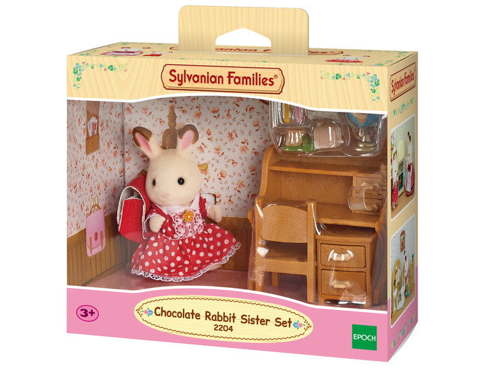 Sylvanian Families Chocolate Rabbit Sister Set (Desk) / ซิลวาเนียน แฟมิลี่ ชุดเด็กญิงชอคโกแตลแรบบิท (โต๊ะเรียน)