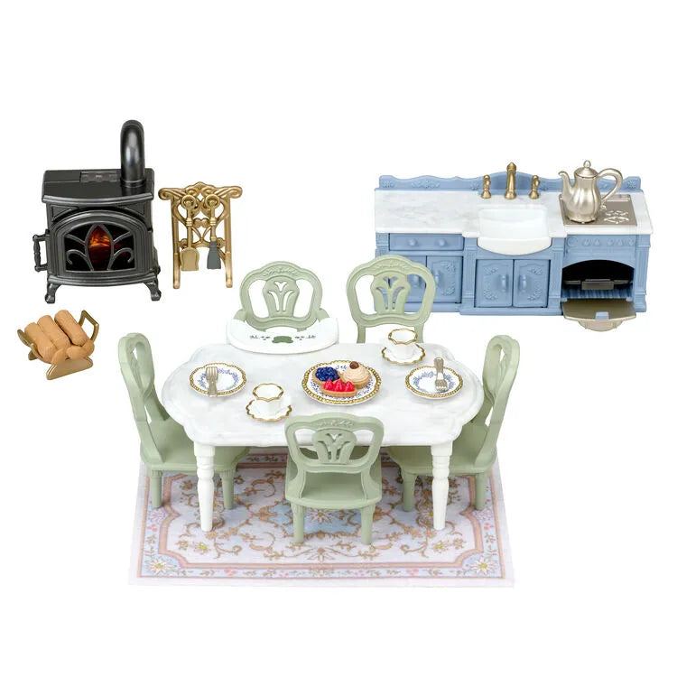 Sylvanian Familie Red Roof Riverside Manor Elegant Dining Room / ซิลวาเนียน แฟมิลี่ ชุดห้องอาหารสุดหรู