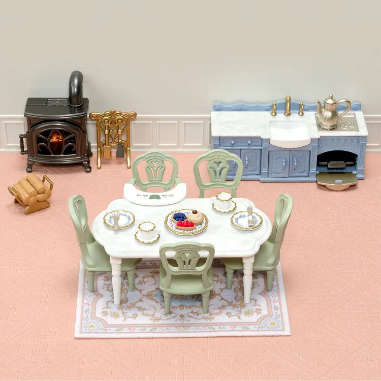 Sylvanian Familie Red Roof Riverside Manor Elegant Dining Room / ซิลวาเนียน แฟมิลี่ ชุดห้องอาหารสุดหรู