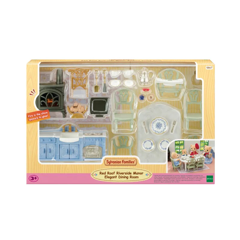 Sylvanian Familie Red Roof Riverside Manor Elegant Dining Room / ซิลวาเนียน แฟมิลี่ ชุดห้องอาหารสุดหรู