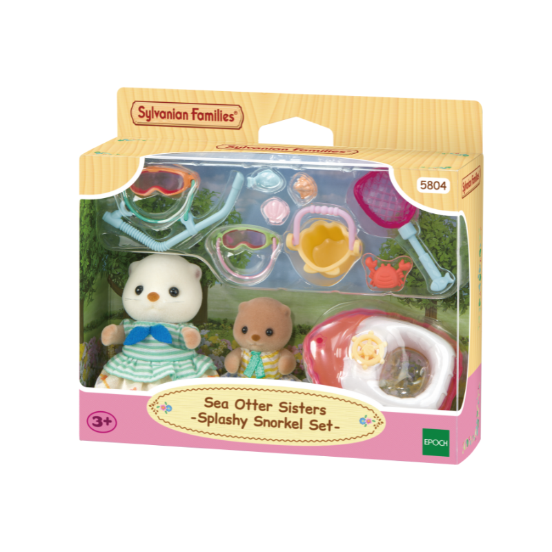 Sylvanian Families  Sea Otter Sisters-Splashy Snorkel Set / ซิลวาเนียน แฟมิลี่ ชุดพี่น้องนากทะเล และของเล่นชายหาด