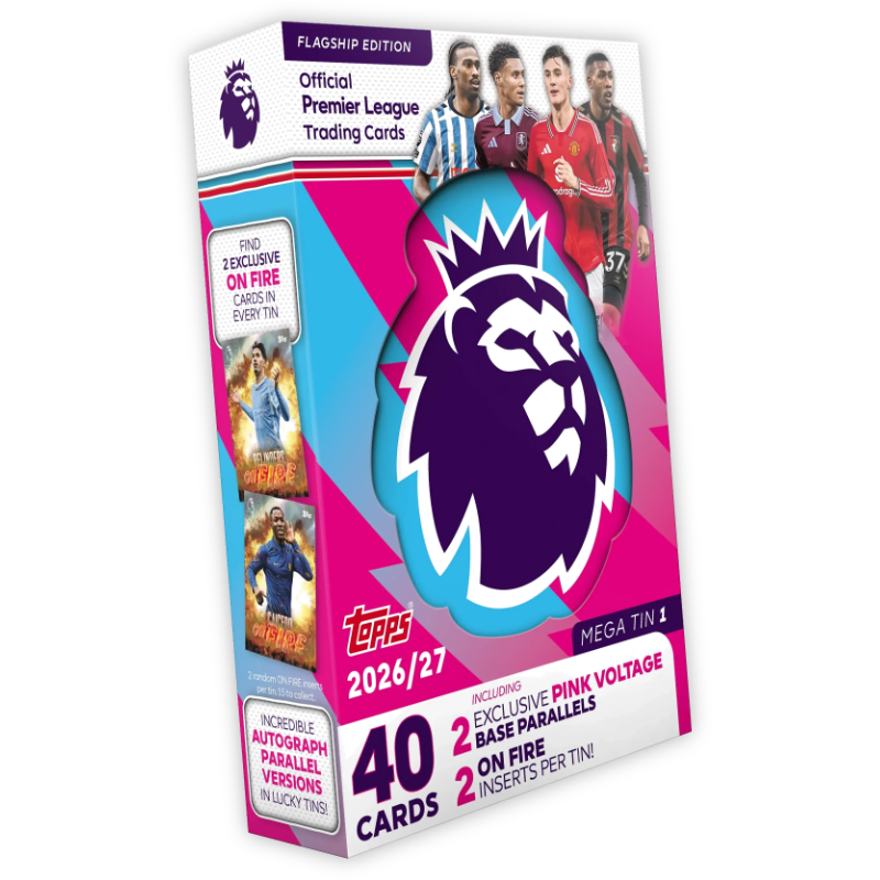 การ์ดฟุตบอล Topps Premier League 2027  เมก้าทินบล็อก - Mega Tin 1 (ฟ้า-ชมพู)