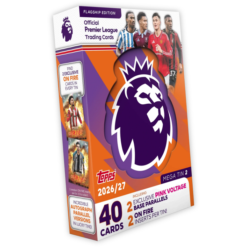 การ์ดฟุตบอล Topps Premier League 2027  เมก้าทินบล็อก - Mega Tin 2 (ม่วง-ส้ม)