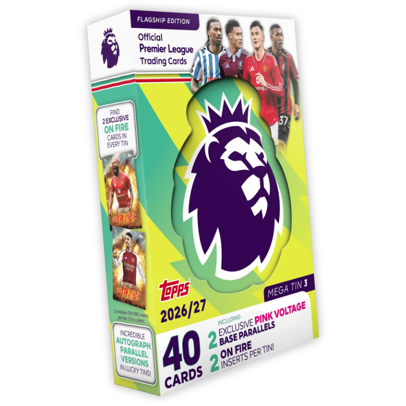 การ์ดฟุตบอล Topps Premier League 2027  เมก้าทินบล็อก - Mega Tin 3 (เหลือง-เขียว)