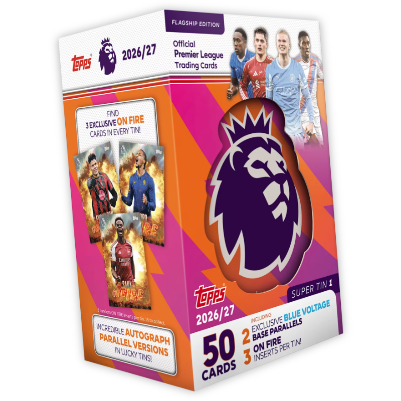 การ์ดฟุตบอล Topps Premier League 2027  ซูเปอร์ทินบล็อก - Super Tin 1  แถบม่วง
