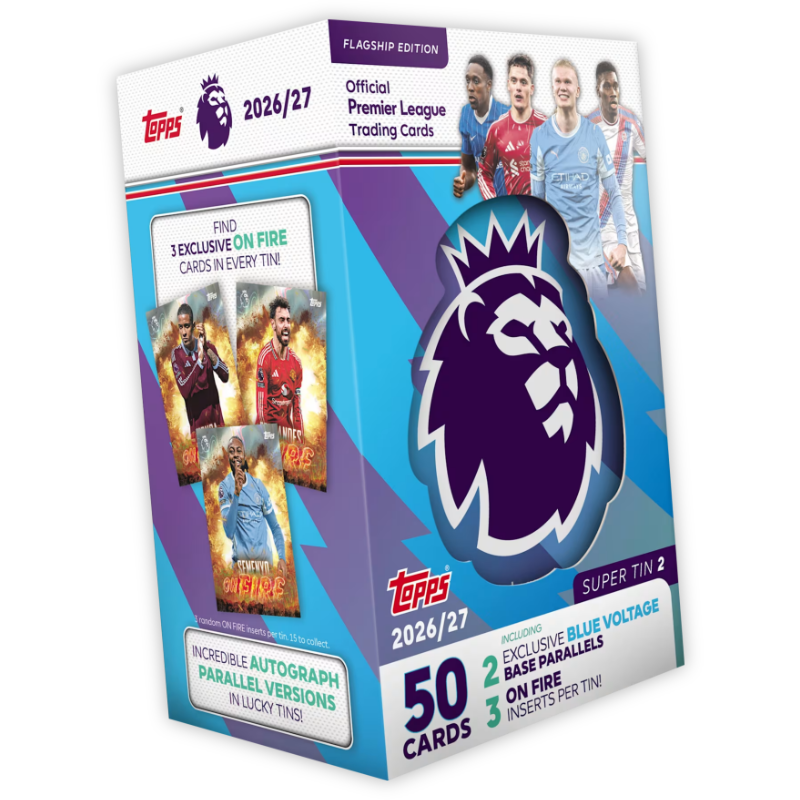 การ์ดฟุตบอล Topps Premier League 2027  ซูเปอร์ทินบล็อก - Super Tin 2 แถบเขียว