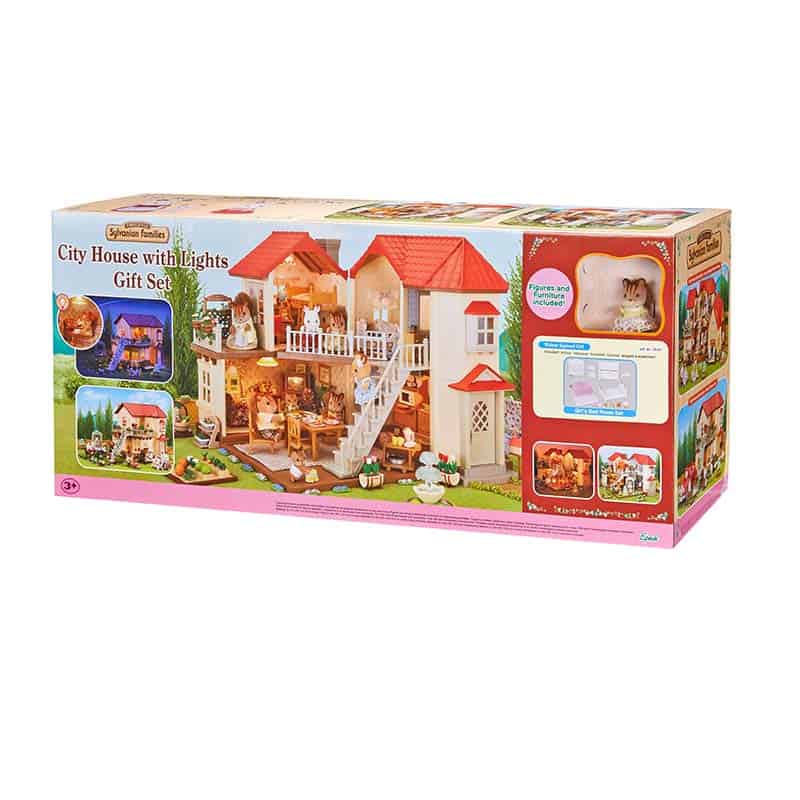 sylvanian families city house with lights gift set